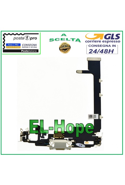 Conector de carga para micrófono y base de carga flexible para Apple iPhone 11 Pro Max, color blanco