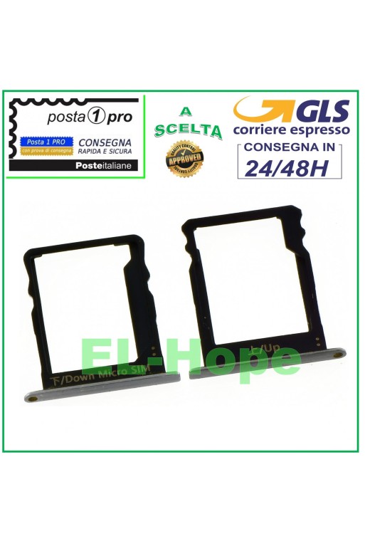 RANURA CARRIL COMPARTIMENTO PARA TARJETA MICRO SIM + SD PARA HUAWEI P8 LITE ALE-L21 GRIS PLATA