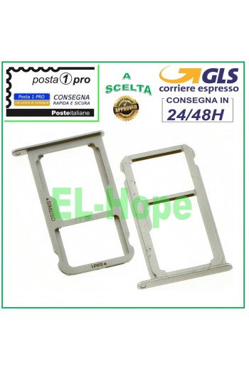 COMPARTIMENTO PARA CARRITO DE RANURA TARJETA NANO SIM + MICRO SD HUAWEI P9 EVA-L09 L19 L29 PLATA
