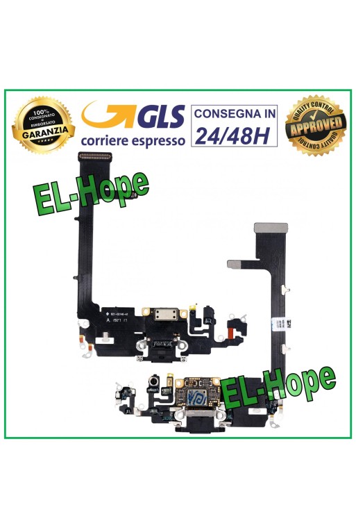 Conector de carga para Apple iPhone 11 Pro, micrófono, base plana, chip de carga, color negro.
