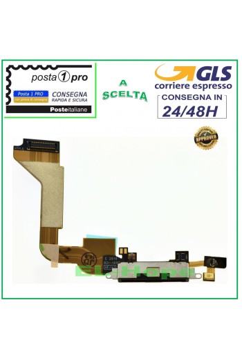 Conector de carga para Apple iPhone 4 Flat Flex Micrófono Dock Negro