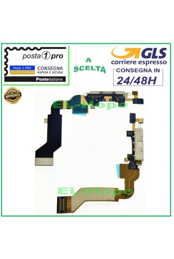CONECTOR DE CARGA PARA APPLE iPhone 4S PLANO FLEXIBLE CON MICRÓFONO Y BASE DE CARGA BLANCA