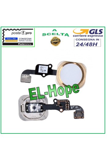 BOTÓN HOME CENTRAL IPHONE 6 6G / 6+ PLUS BLANCO DORADO BOTÓN PLANO FLEX APPLE 