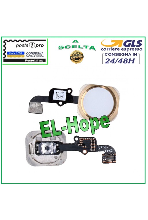BOTÓN HOME CENTRAL IPHONE 6 6G / 6+ PLUS BLANCO DORADO BOTÓN PLANO FLEX APPLE 