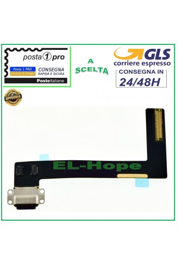 Conector de carga para Apple iPad Air 2 A1566 A1567 Base de carga plana flexible negra