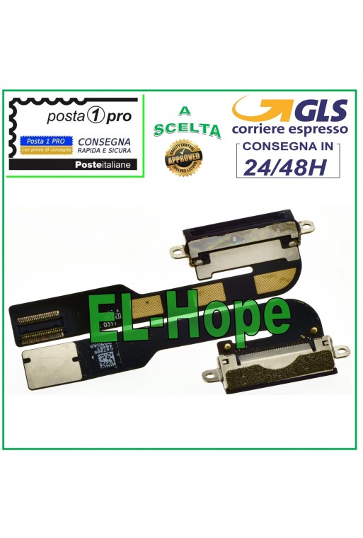Conector de carga para Apple iPad 2 A1395 A1396 A1397 Base de carga plana flexible negra