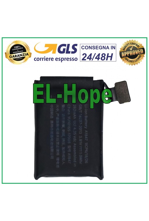 BATERÍA PARA APPLE WATCH SERIES 3 GENERACIÓN 38 mm GPS BATERÍA A1847 262 mAh
