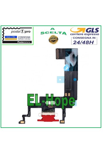 Conector de carga Apple iPhone XR Flat Flex Micrófono Base de carga USB Rojo