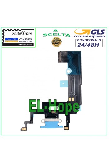 Conector de carga para iPhone XR de Apple, plano, flexible, micrófono, base de carga USB, color azul.