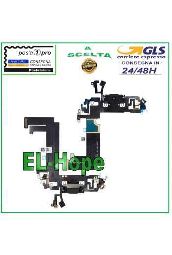 CONECTOR DE CARGA PARA APPLE iPhone 12 MINI PLANO FLEX MICRÓFONO CARGA USB NEGRO