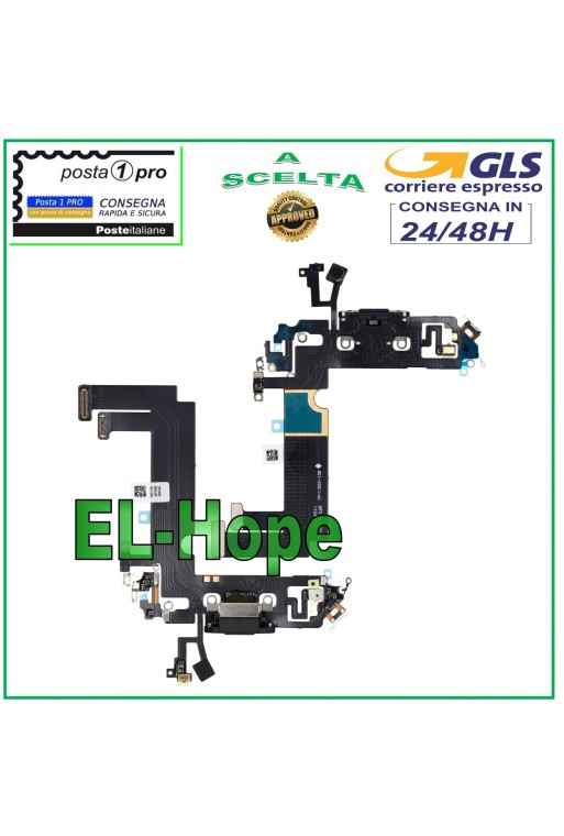 CONECTOR DE CARGA PARA APPLE iPhone 12 MINI PLANO FLEX MICRÓFONO CARGA USB NEGRO