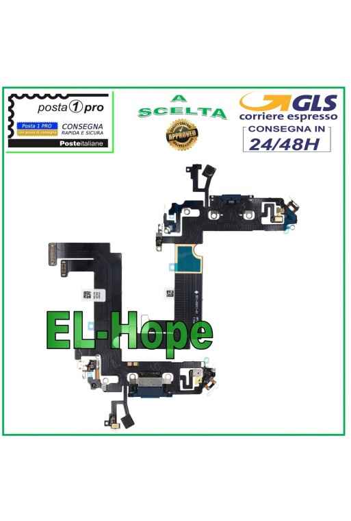 CONECTOR DE CARGA PARA APPLE iPhone 12 MINI PLANO FLEX MICRÓFONO CARGA USB AZUL