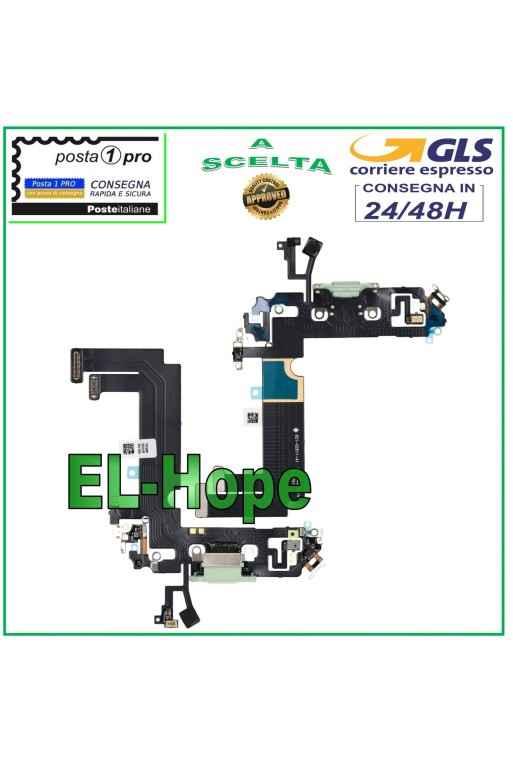 CONECTOR DE CARGA APPLE iPhone 12 MINI PLANO FLEXIBLE MICRÓFONO CARGA USB VERDE