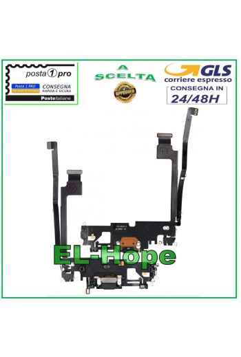 CONECTOR DE CARGA APPLE iPhone 12 PRO MAX FLAT FLEX MICRÓFONO CARGA USB NEGRO