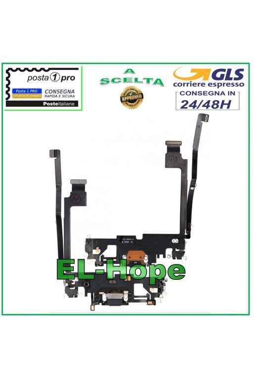 CONECTOR DE CARGA APPLE iPhone 12 PRO MAX FLAT FLEX MICRÓFONO CARGA USB NEGRO