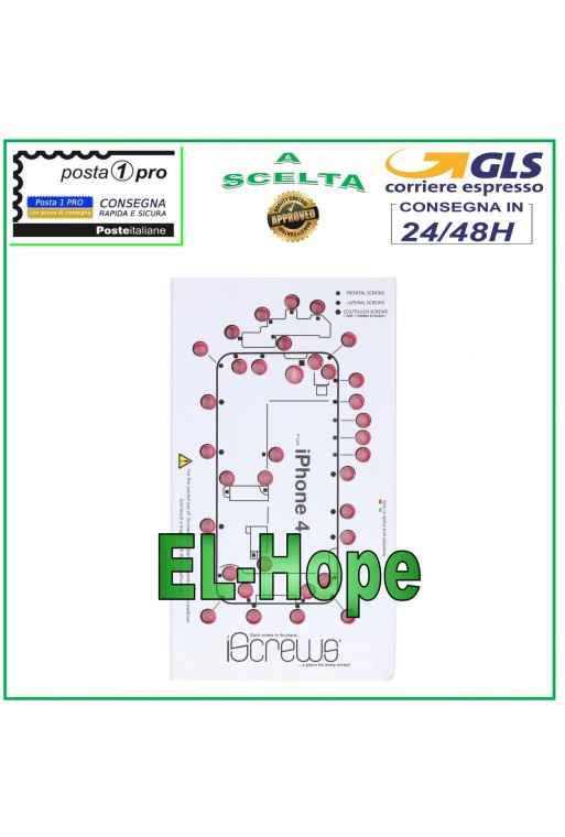 ISCREWS MAP TORNILLO CARCASA ALMOHADILLA ILUSTRADA PARA DESMONTAJE APPLE IPHONE 4