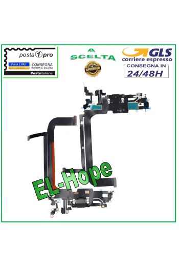 CONECTOR DE CARGA APPLE iPhone 13 PRO MAX FLAT FLEX MICRÓFONO DE CARGA NEGRO