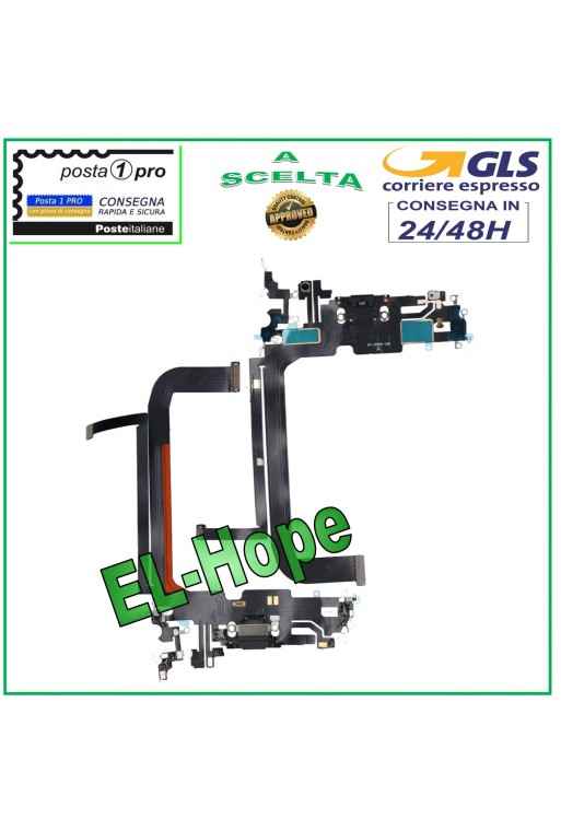 CONECTOR DE CARGA APPLE iPhone 13 PRO MAX FLAT FLEX MICRÓFONO DE CARGA NEGRO