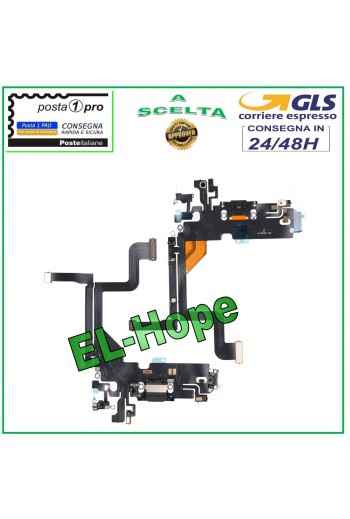 CONECTOR DE CARGA APPLE iPhone 13 PRO PLANO FLEXIBLE MICRÓFONO DE CARGA USB NEGRO