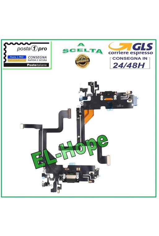 CONECTOR DE CARGA APPLE iPhone 13 PRO PLANO FLEXIBLE MICRÓFONO DE CARGA USB NEGRO