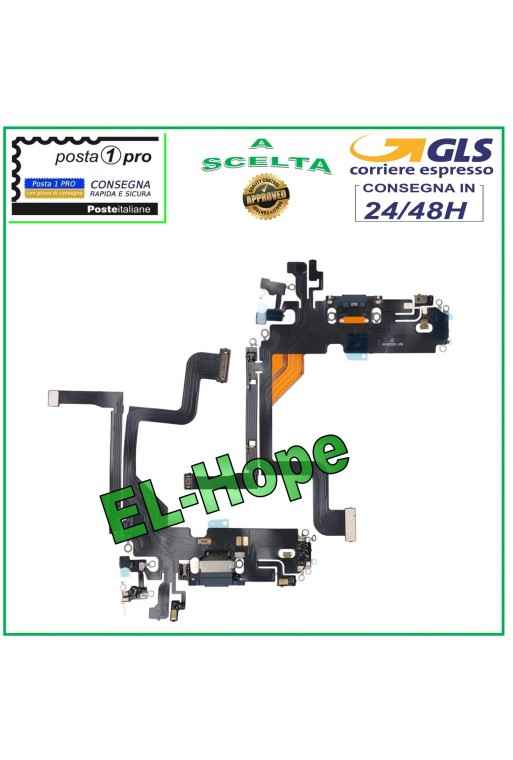 CONECTOR DE CARGA APPLE iPhone 13 PRO FLAT FLEX MICRÓFONO DE CARGA USB AZUL