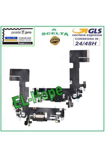 Conector de carga Apple iPhone 13 Flat Flex USB con micrófono de carga, color negro