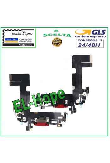 CONECTOR DE CARGA APPLE iPhone 13 PLANO FLEXIBLE MICRÓFONO DE CARGA USB ROJO