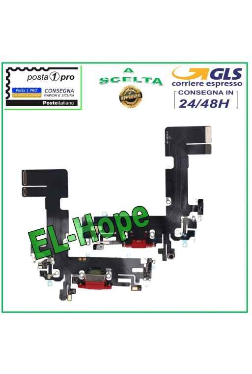 CONECTOR DE CARGA APPLE iPhone 13 PLANO FLEXIBLE MICRÓFONO DE CARGA USB ROJO