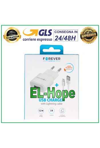 Cargador USB de viaje para iPhone 5V 10W 2A + cable Lightning blanco de 1,2 m
