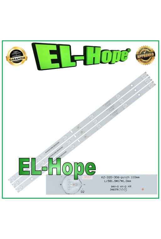KIT 3 BARRAS 6 LED PARA TV 32 HISENSE KZ-320-306-PITCH JHD315GH-E52 AGS46124