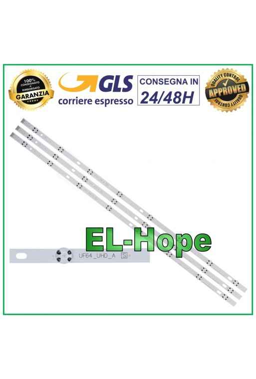 KIT DE 3 BARRAS DE 8 TIRAS LED PARA TV LG 43 UF64-UHD-A LB268 V2.0XS200604 850 mm