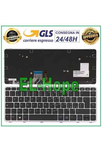 TECLADO ITALIANO PARA HP ELITEBOOK FOLIO 1040 G1 G2 MARCO RETROILUMINADO PLATEADO