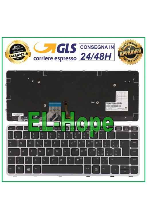 TECLADO ITALIANO PARA HP ELITEBOOK FOLIO 1040 G1 G2 MARCO RETROILUMINADO PLATEADO
