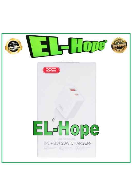 CARGADOR DE BATERÍA UNIVERSAL DE VIAJE DE CARGA RÁPIDA DE 20 W CON DOBLE USB TIPO C BLANCO