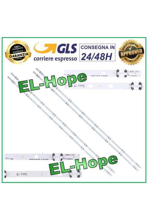 KIT DE 4 BARRAS DE TIRAS LED PARA TV VESTEL DRT UHD DE 43 LB582 TIPO A / LB583 TIPO B