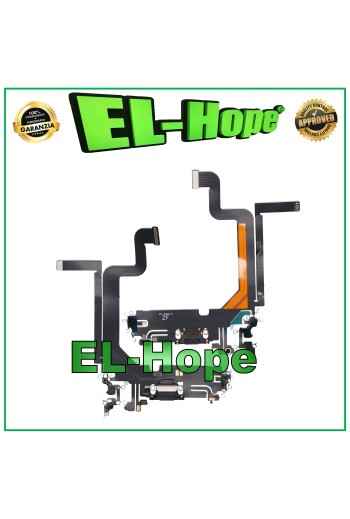 CONECTOR DE CARGA PARA APPLE iPhone 14 PRO MAX FLAT FLEX MICRÓFONO CARGA NEGRO