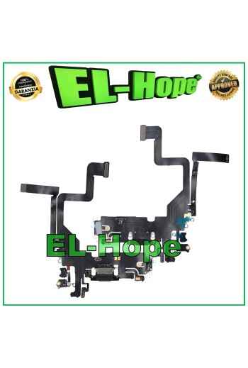 CONECTOR DE CARGA PARA APPLE iPhone 14 PRO FLAT FLEX MICRÓFONO DE CARGA NEGRO