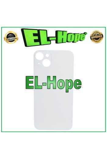 FUNDA CON CUERPO TRASERO DE CRISTAL Y TAPA DE BATERÍA PARA IPHONE 14 PLUS CON AGUJERO GRANDE BLANCO