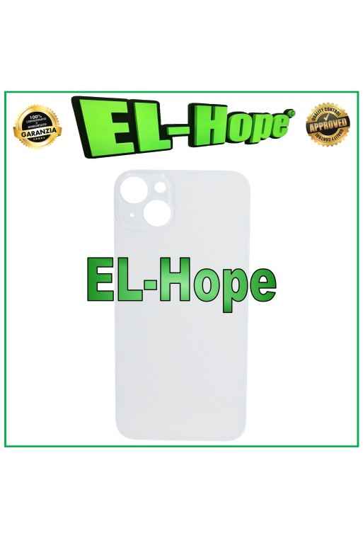 FUNDA CON CUERPO TRASERO DE CRISTAL Y TAPA DE BATERÍA PARA IPHONE 14 PLUS CON AGUJERO GRANDE BLANCO