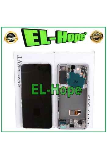 PANTALLA TÁCTIL + MARCO LCD SERVICIO ORIGINAL SAMSUNG GALAXY S21 SM G991 BLANCO