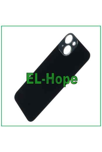 CUBIERTA TRASERA DE BATERÍA DE CRISTAL PARA IPHONE 14 BIG HOLE NEGRO MEDIANOCHE