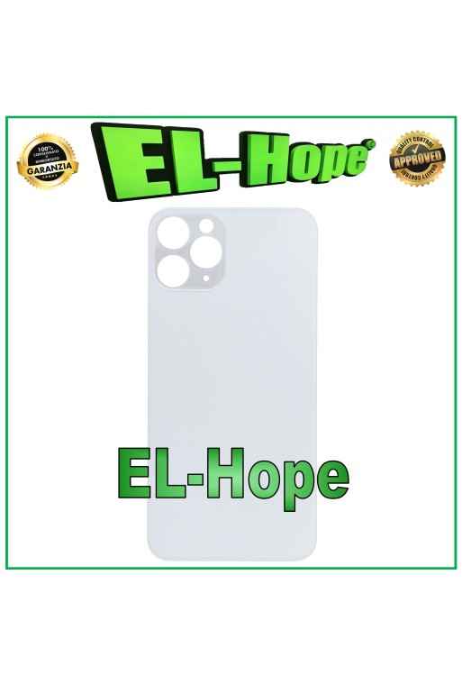 CUBIERTA TRASERA DE BATERÍA DE CRISTAL PARA IPHONE 11 PRO, AGUJERO GRANDE, PLATA