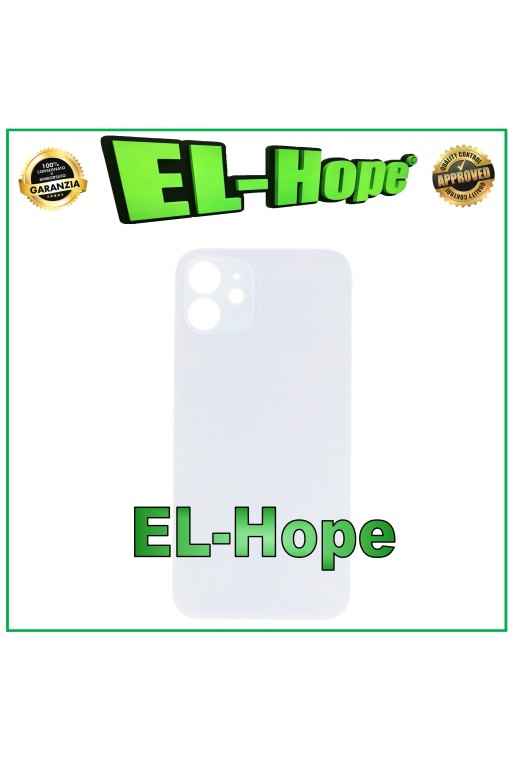 CUBIERTA TRASERA DE BATERÍA DE CRISTAL PARA IPHONE 12 CUBIERTA TRASERA CON AGUJERO GRANDE BLANCA