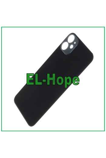 CUBIERTA TRASERA DE BATERÍA DE CRISTAL PARA IPHONE 11 CUBIERTA TRASERA CON AGUJERO GRANDE NEGRO