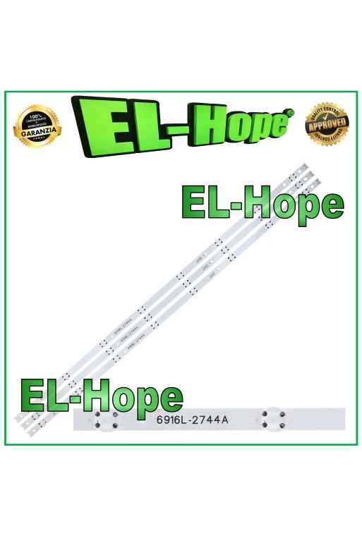 KIT DE 3 BARRAS DE 8 TIRAS LED PARA TV 43 LG AGF9046801 6916L-2744A LB232 842 mm