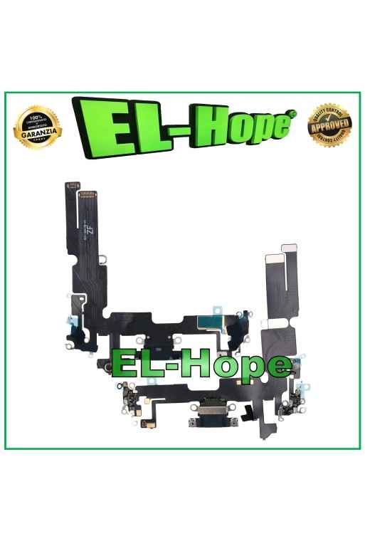 CONECTOR DE CARGA APPLE iPhone 14 PLUS ANTENA DE MICRÓFONO BASE DE CARGA NEGRO