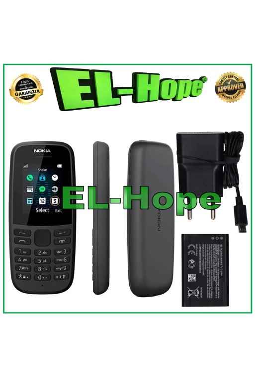 TELÉFONO MÓVIL NOKIA A105 DUAL SIM + CARGADOR DE VIAJE Y BATERÍA 800mAh NEGRO