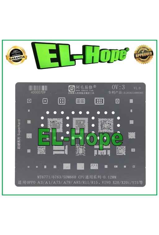 PLACA BASE CPU REBALLING STENCIL AMAOE OV3 PARA OPPO A3 A1 A73 A79 A83 R11 R15