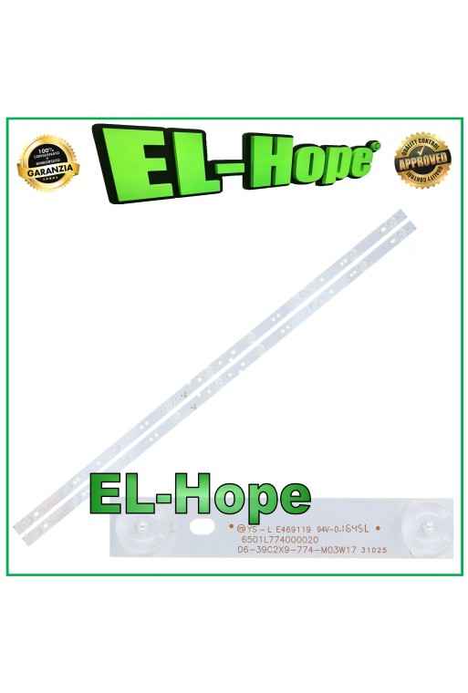 KIT DE 2 BARRAS DE 9 TIRAS LED PARA TV DE 39 AKAI 06-39C2X9-774-M03W17 6501L774000020 