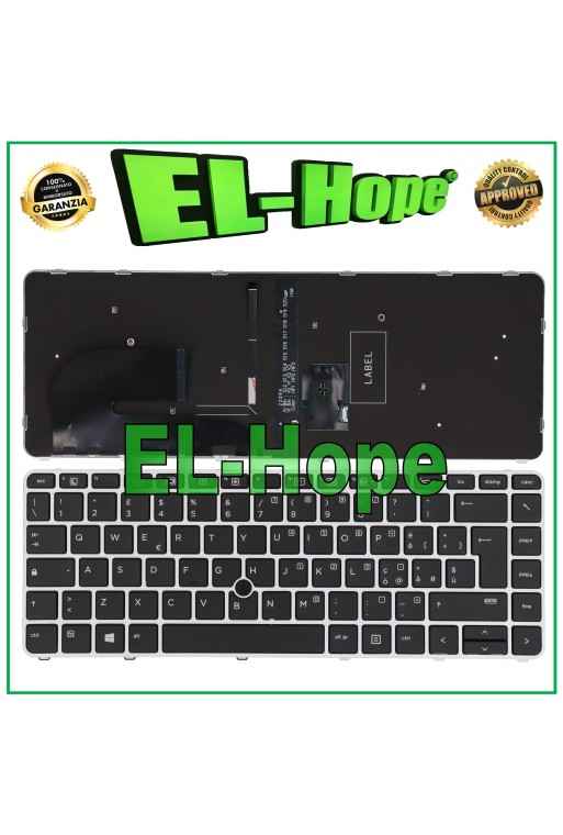 TECLADO ITALIANO PARA PORTÁTIL HP ELITEBOOK 745 840 G3 G4 RETROILUMINADO PLATEADO